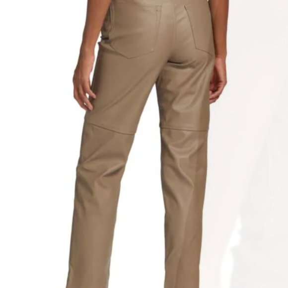 Good American Better Than Leather Good Boy Faux Leather Pants Warm Caramel Size4 - Picture 2 of 2